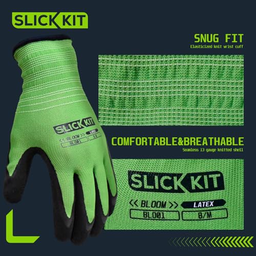 6 Pairs Gardening Gloves for Women & Men, Spring Green & White - size: Medium/8