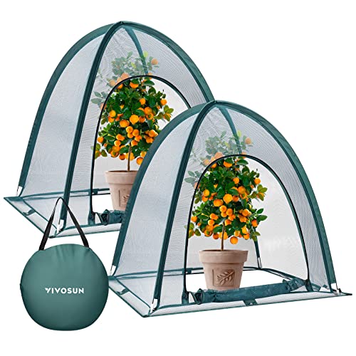 VIVOSUN Garden Netting Cover, 36 x 36 x 39 Inch Pop-up Guard Cover with Zip Entry for Plants, Vegetables, Fruits, Outdoor Run and Enclosure for Small Animals, 2-Pack, Green - size: 36x36x39 inch