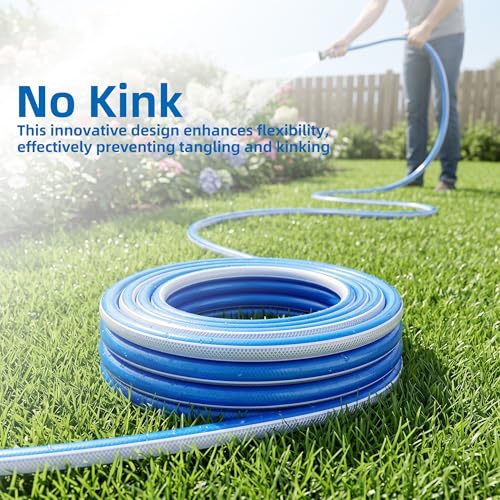 50 ft Heavy Duty 3/4” Garden Hose, Solution4Patio, Male to Female Fittings - color: Blue/White, size: 3/4 in. x 50 ft.