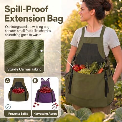 Gardening Apron with Pockets, Heavy Duty Canvas Harvest Apron - color: Green