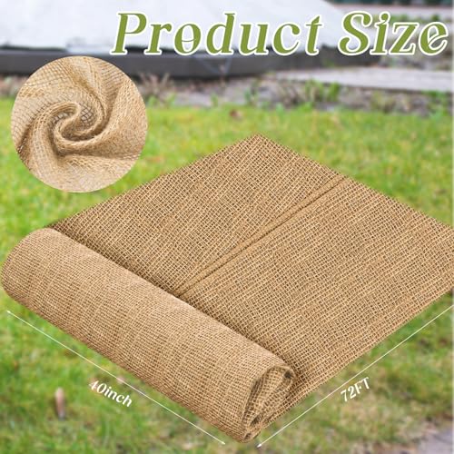 Buryeah 1 Pack 40 Inch X 72 ft Burlap Fabrics Roll Natural Jute Garden - size: 40 Inch x 72 Ft
