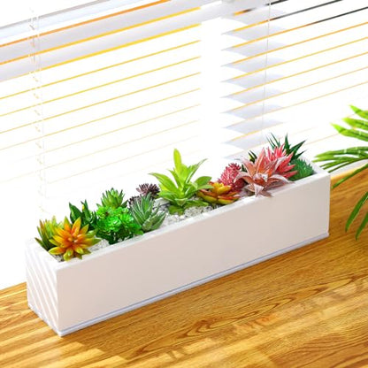 FillTouch 16.1 x 3.2 x 3.5 Inch 1 Pcs Long Rectangular Planter Box,White - color: White, size: 16.1 x 3.2 x 3.5 Inch