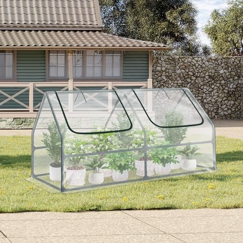 Aoodor 6 x 3 x 3 ft Mini Greenhouse - color: Transparent, size: 6 x 3 x 3 ft