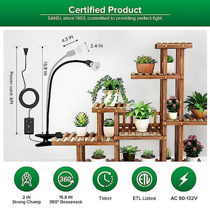 SANSI LED Grow Lights for Indoor Plants, Lifetime Free Bulb Replacement - size: 1 Head 1 Pack