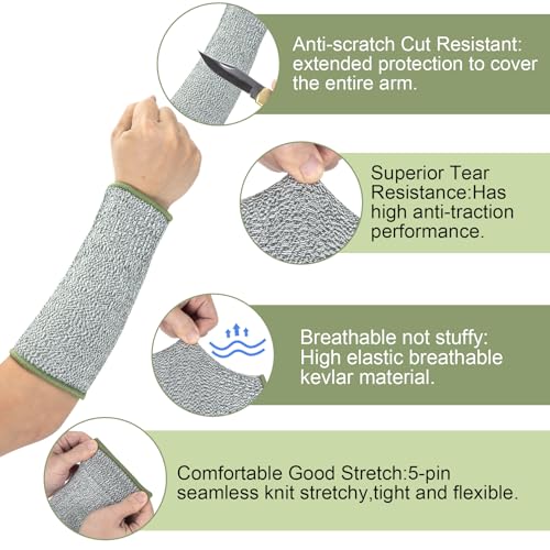 ANCIRS Cut Resistant Sleeves for Arm Protection, Gardening Sleeves, Dog Bite Safety Arm Sleeves - color: Army-green