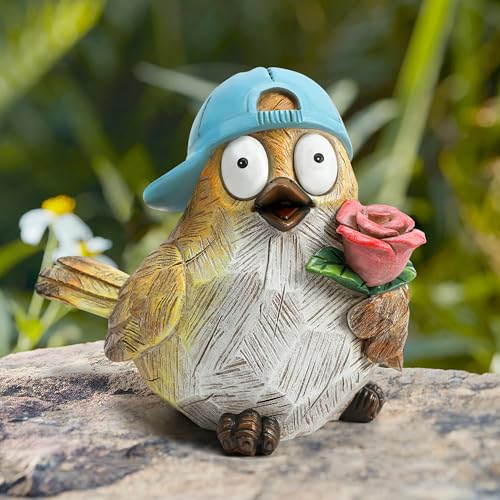 Wiresusuan Funny Garden Bird Statue Yard Art Outdoor Decor Animal Figurine - color: Yellow
