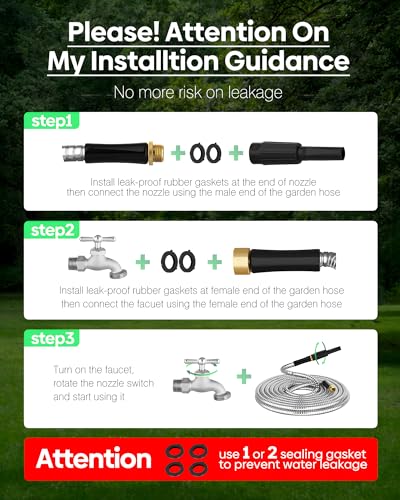 Short Metal Garden Hose 3 ft Connector, Stainless Steel Small Hose Extension Adapter for Hose Reel, Long, Flexible, Lightweight & Heavy Duty Water Pipe, No Kinking Outdoor Water Hose for Yard, 3 Feet - size: 3ft Male to Female