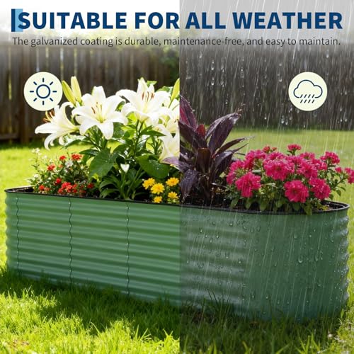 Garvee 2 Pack 8x2x2ft Galvanized Raised Garden Bed, Oval Metal Planter Box - color: Green-oval, size: 8x2x2ft 2pcs