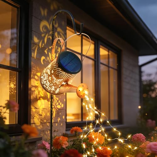 Solar Watering Can Lights:Outdoor Waterproof Metal Led String Lantern - Butterfly Fariy Hanging Decorations for Garden Pathway Patio - Mothers Day Gifts for Mom Grandma Women Over 40 - size: Butterfly