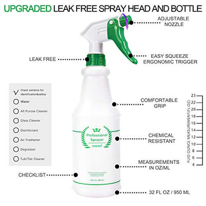 Plastic Spray Bottles 2 Pack, 32 Oz, Heavy Duty Sprayer, All-Purpose, Green - color: Green