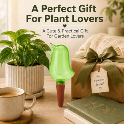 4 Pack Self Watering Spikes for Indoor Plants, Plant Watering Devices with Bird Shape, Automatic Irrigation Spikes for Potted Plants, Vacation Plant Waterer System (Green) - color: Green