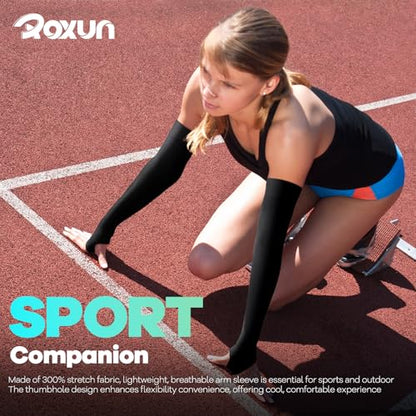 ROXUN Arm Sleeves with Thumb Hole, Cooling UV Sun Protection for Men/Women - color: 4 Pairs - White+dark Gray+light Gray