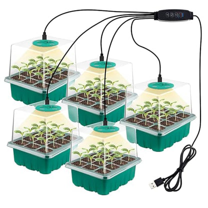 6-Pack Seed Starter Tray Kit with Grow Light