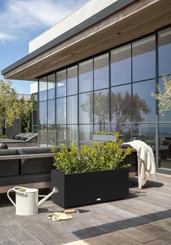 Veradek Block Series Long Box Planter - Rectangular Outdoor Planter - color: Black, size: Large - 2 Pack