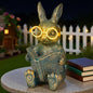 Reading Rabbit Garden Decor with Solar-Powered Glasses Light - size: Rabbit