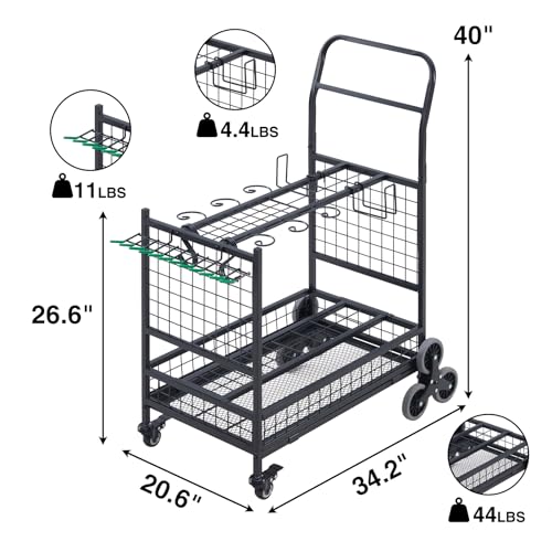 Lauren&Harold Garden Tool Organizer with 2 Stair-Climbing Wheels