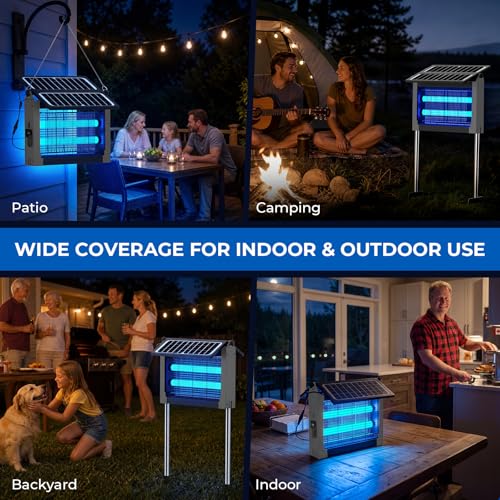 Solar Bug Zapper, 4500V Mosquito Zapper Waterproof for Patio - color: Gray