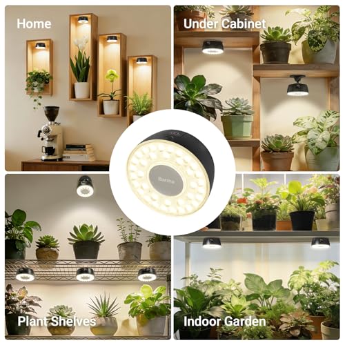Barrina OG03C Rechargeable Puck Grow Light, 5200mAh, 4000K, 1 Pack, Black - color: Black, size: 1 Pack