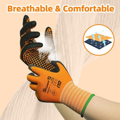 Schwer 3/6/12 Pairs Safety Work Gloves, MicroDot Abrasion & Grip, LT5619, L - size: Large