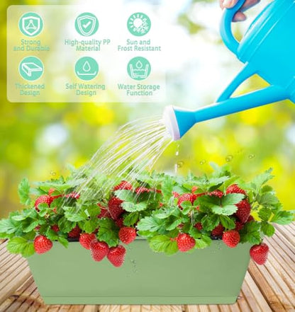 LOCONHA 7 Pack Window Box Planter, Plastic Vegetable Flower Planters Boxes - color: Aqua
