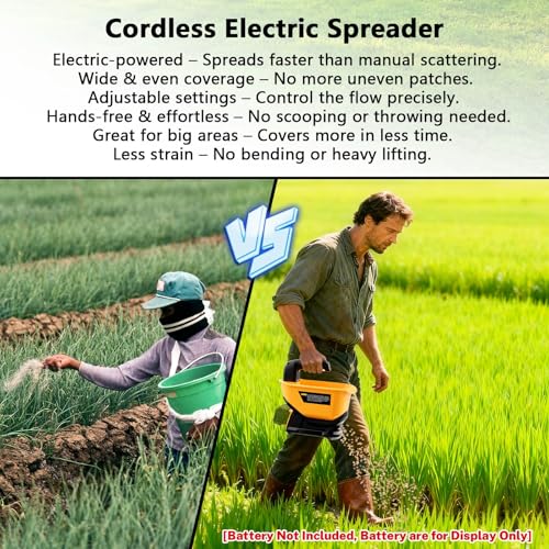 Seed Spreader Fertilizer Grass Seed Spreader Cordless Compatible with Dewalt 20V Battery, Salt Spreader for Snow 3.7L Handheld, All-Season Use [ Battery Not Included ]