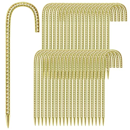 40 Pack 12 Inch Rebar Stakes Anti-Rust Galvanized Steel J Shape Hook Strong Ground Anchors for Tents, Position Kits, Fences, Trampolines Landscape Fabric for Farm Garden - color: J-12'' 6mm 40pcs GD