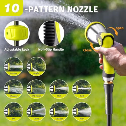 75 FT x 5/8" Retractable Garden Hose Reel with 3/4" Brass Fitting - color: Green, size: 75FT-5/8"