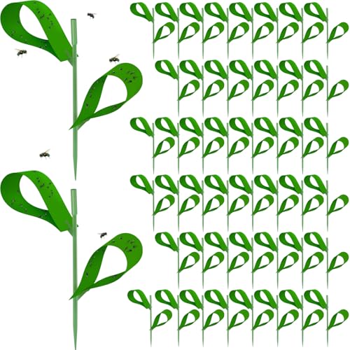 Qualirey 100 Pcs Green Sticky Houseplant Traps Gnat Stakes Indoor - color: Green