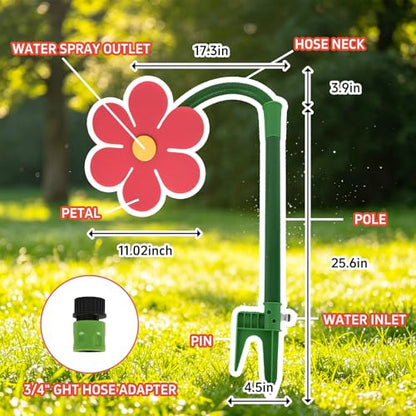 Crazy Daisy Sprinkler, 360° Rotating Flower Sprinkler for Dogs and Yard - color: Yellow