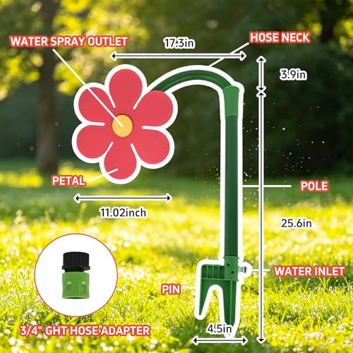 Crazy Daisy Sprinkler, 360° Rotating Flower Sprinkler for Dogs and Yard - color: White