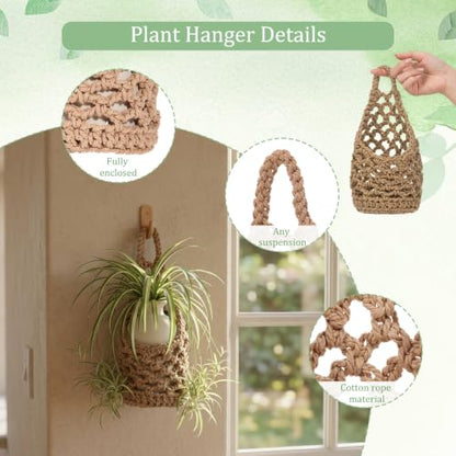 2 Pack 6-inch Hanging Planters, Macrame Wall Plant Hanger, Brown - color: Brown, size: 6in