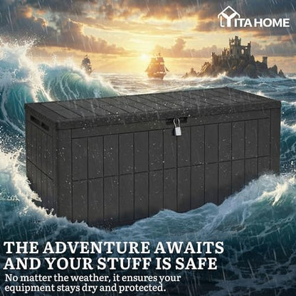 YITAHOME 134 Gallon Large Deck Box - color: Black, size: 134 Gallon