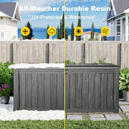 PatioZen 190 Gallon Deck Box Lockable Waterproof UV Resistant Black - color: Black, size: 190 Gallon