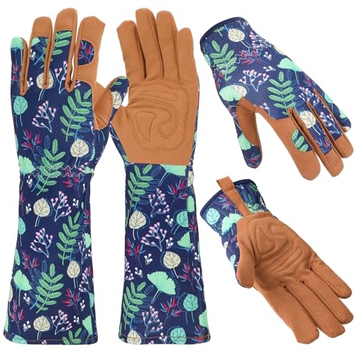 2 Pairs Long And Short Gardening Gloves Thorn Proof for Women - color: Brown