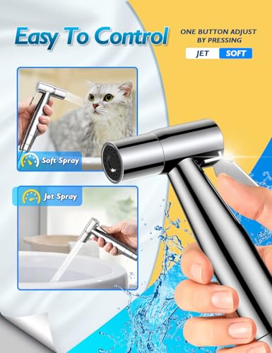 BRITULIF Bidet Sprayer for Toilet, Adjustable Pressure, Polished Chrome - color: Chrome, size: 1 SET - Cold