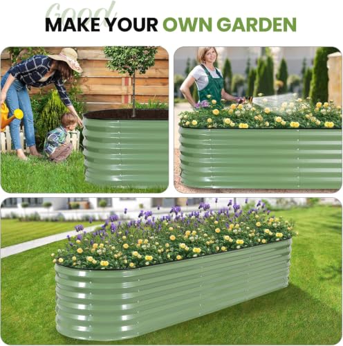 G GOOD GAIN Raised Garden Beds Galvanized, Metal Planter Boxes Kit, Oliver - color: Oliver Green, size: 8×2×1.4ft (1 Pack)