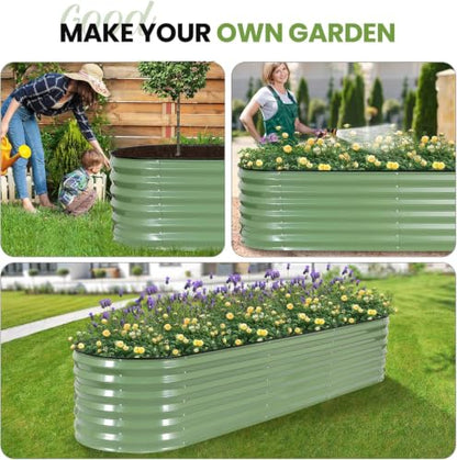 G GOOD GAIN Raised Garden Beds Galvanized, Metal Planter Boxes Kit, Oliver - color: Oliver Green, size: 8×2×1.4ft (1 Pack)