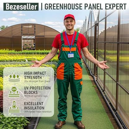 Bezseller 12 Pcs 5'x2' Polycarbonate Greenhouse Panels, 0.24" Brown - color: Brown, size: 0.24"丨12 Pcs