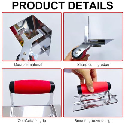 4 Pack Concrete Tool Set, Drywall Conner Trowel, Groover, Edger - size: 4 pcs Concrete Tools