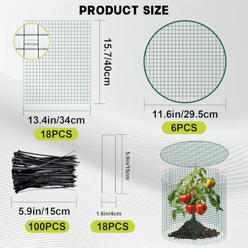 6 Sets 13"x 16" Wire Plant Protector from Animals, Plant Protector Cages - color: Green-6pcs