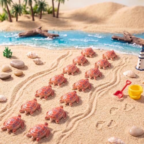 Yerliker 50 Pcs 100 Pcs Mini Sea Turtle Figurines Sea Animals, Brown - color: Brown