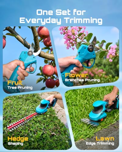 SEESII 3-in-1 Cordless Hedge Trimmer, Grass Shear & Electric Pruning Shears - color: Seesii Blue