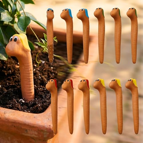 Set of 12 Cute Worms Plant Water Meter, Soil Moisture Indicator - color: 12 PSC
