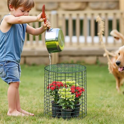 4 Sets of DIY Metal Plant Protectors from Deer, Garden Fencing Animal Barrier Size 11.8 * 12.9 inches, Mesh Plant Cage Chicken Wire Cloche for Plants with Stakes and Nylon Cables - size: 4 Sets