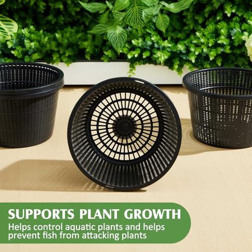 Weysat 16 Pcs Pond Plant Baskets 8.3 x 5.1 Inch, Aquatic Net Pot N Mesh - color: N Mesh, size: 8.3 x 5.1 Inch