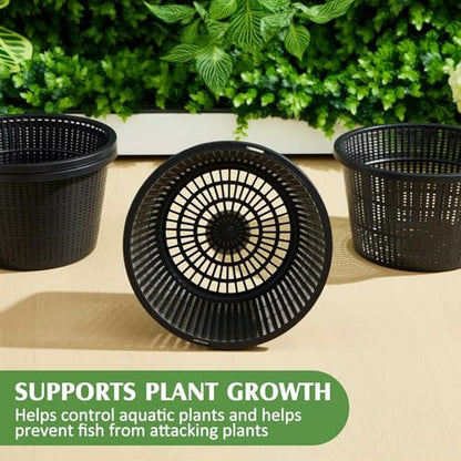 Weysat 16 Pcs Pond Plant Baskets 8.3 x 5.1 Inch, Aquatic Net Pot N Mesh - color: N Mesh, size: 8.3 x 5.1 Inch