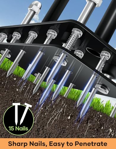 Sakerplus Aerator Lawn Tool, Hand Metal Spike Lawn Aerator - color: Orange Handle