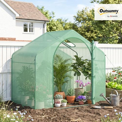 Outsunny 6' x 3' x 5' Portable Walk-in Greenhouse with PE Cover Green - style: PE