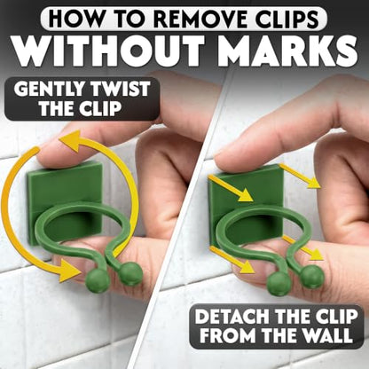 110 Pcs Self-Adhesive Climbing Plant Wall Clips for Vines (Green) - color: Green