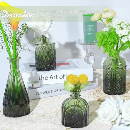 TBWIND 24pcs Green Glass Bud Vases Set - color: Green-24pcs, size: 24Pcs